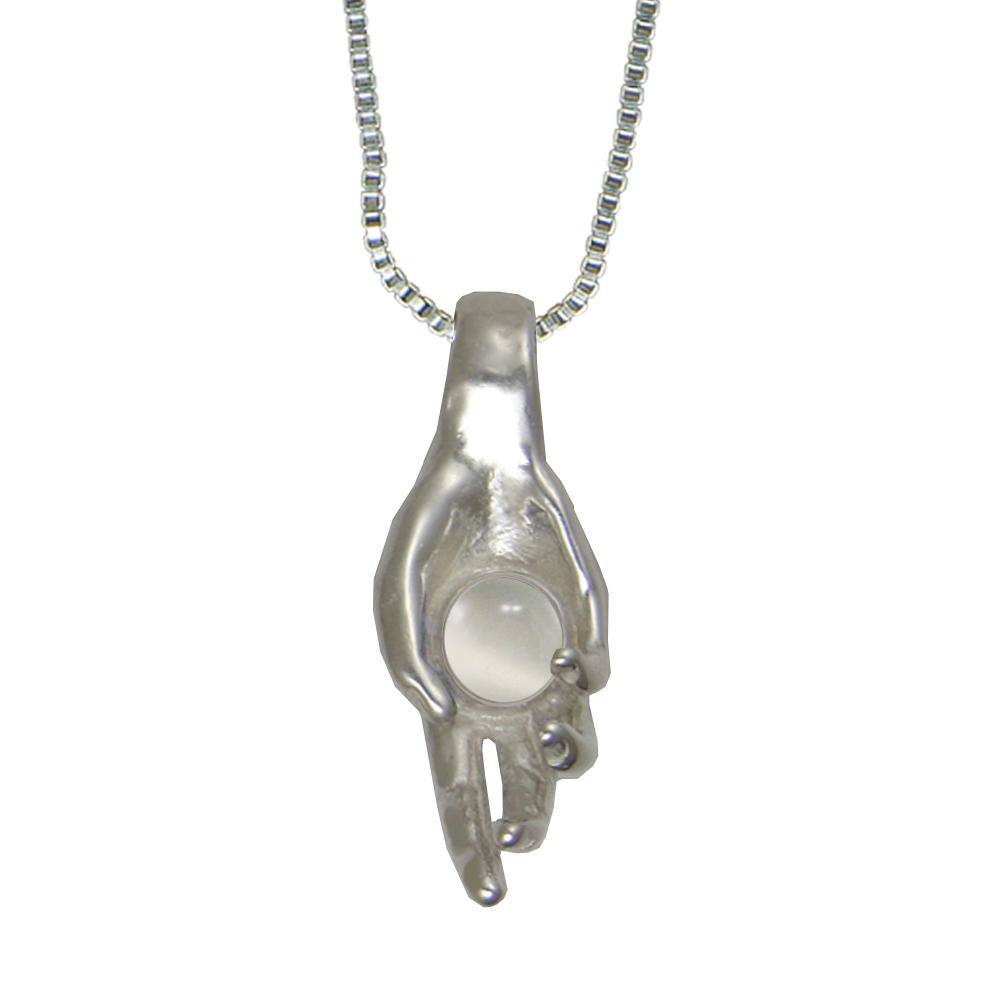 Sterling Silver Healing Hand Pendant With White Moonstone